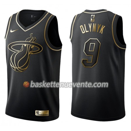 Maillot Basket Miami Heat Kelly Olynyk 9 Nike Noir Gold Edition Swingman - Homme